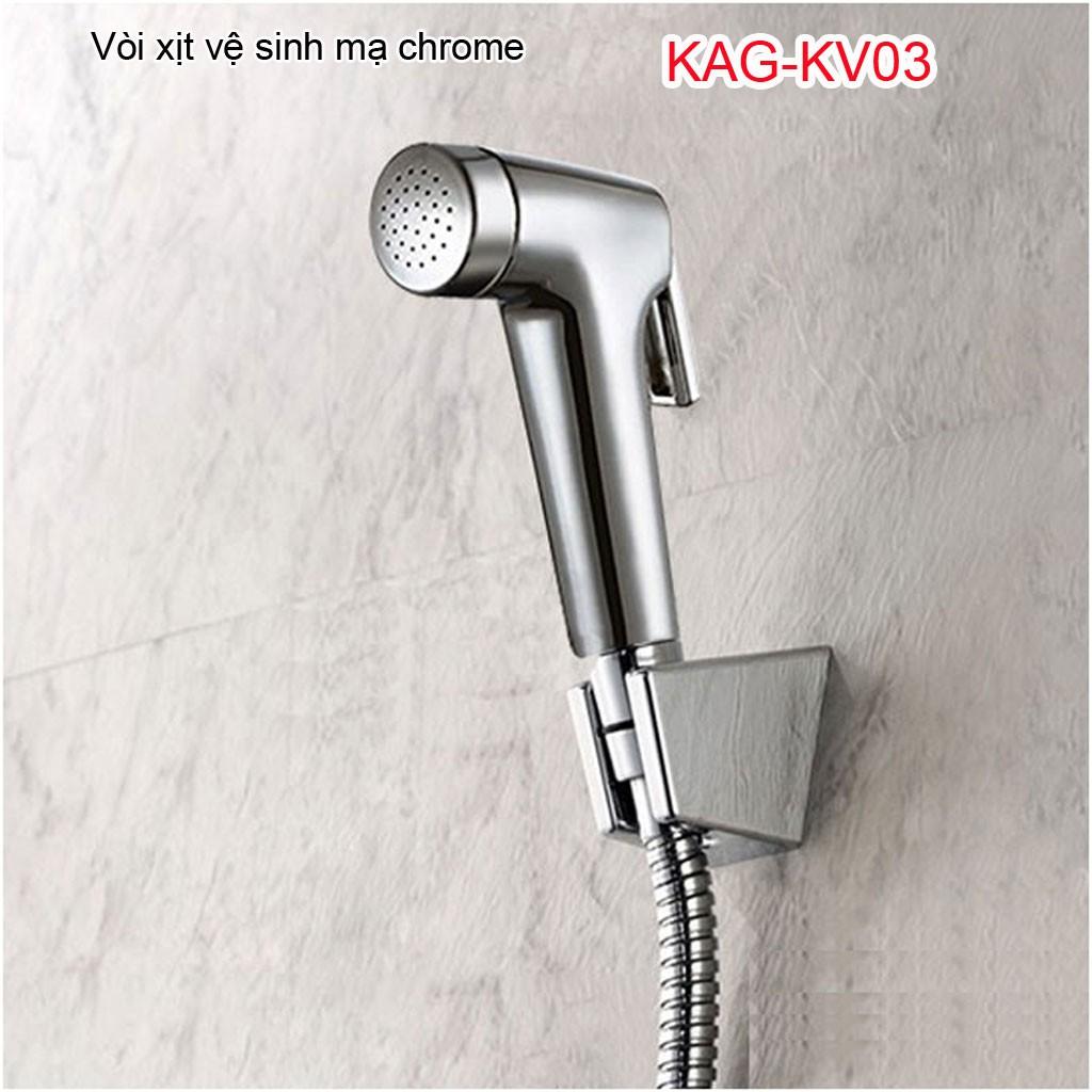 Vòi xịt vệ sinh KAG-KV03, dây xịt nhà tắm mạ Chrome tia nước mạnh rửa sạch siêu bền