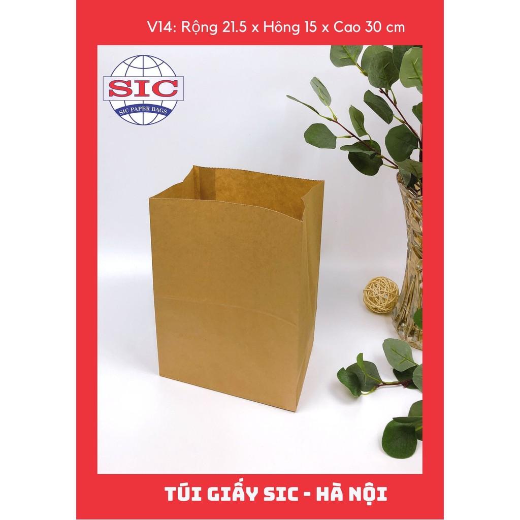 10 CHIẾC TÚI GIẤY KRAFT V14: 21.5x15x30 cm KHÔNG QUAI