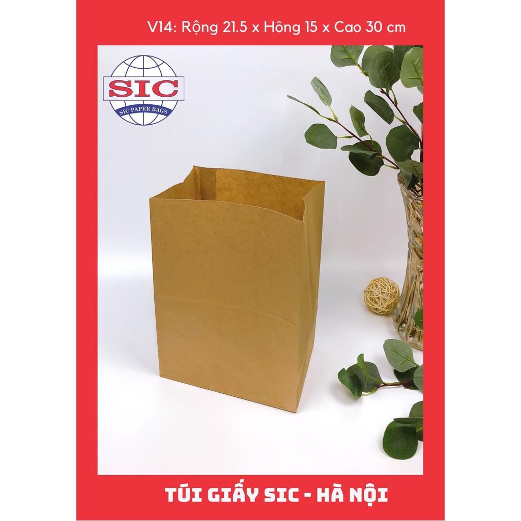 10 CHIẾC TÚI GIẤY KRAFT V14: 21.5x15x30 cm KHÔNG QUAI ( ẢNH THẬT)