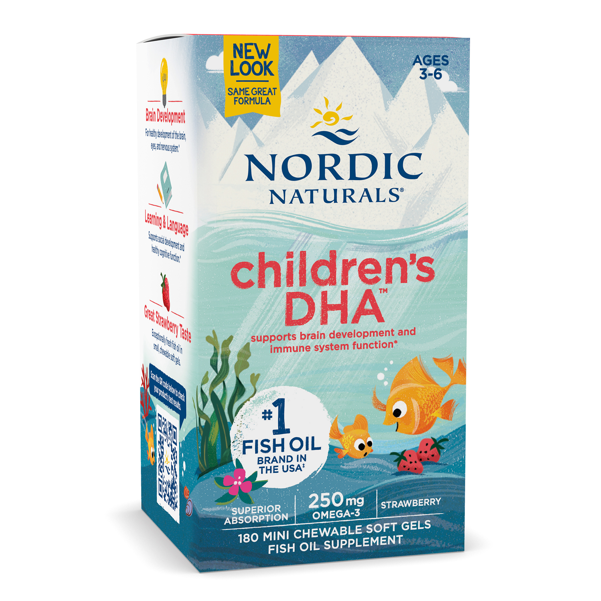 Nordic Naturals Children's DHA 180 viên nang mềm vị dâu, Phát triển trí não khỏe mạnh và cải thiện chức năng hệ miễn dịch - Hàng Chính Hãng