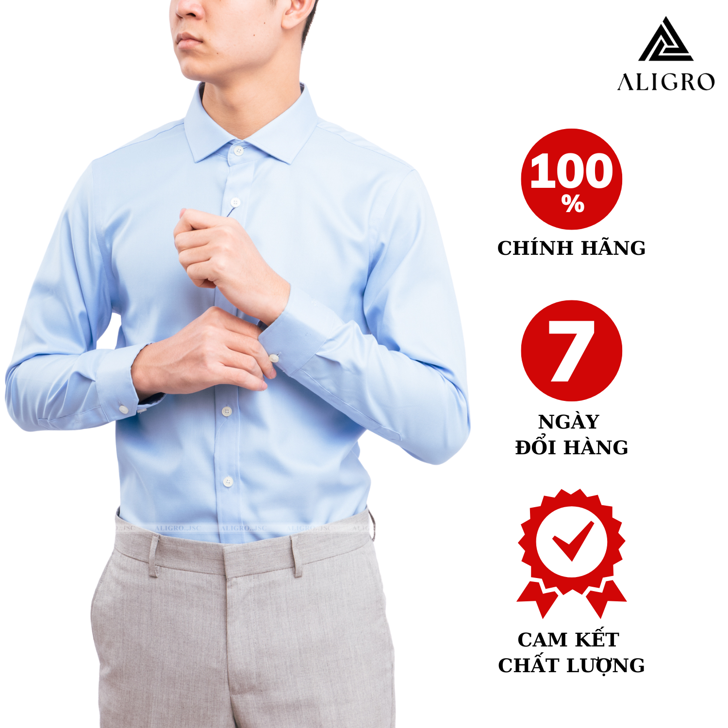 Áo sơ mi nam dài tay ALIGRO chất liệu cotton cao cấp mềm mại, thoáng mát, thấm hút mồ hôi, kháng khuẩn cao ALGS197