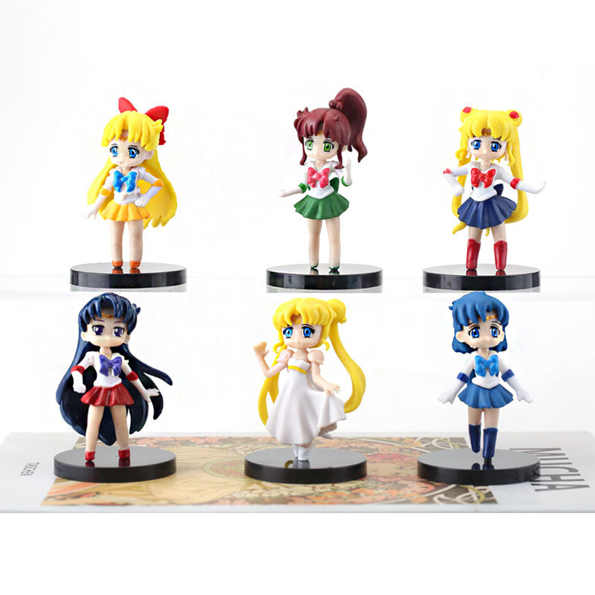 Bộ 6 đồ chơi mô hình Thủy Thủ Mặt Trăng Sailor Moon cao 7 cm
