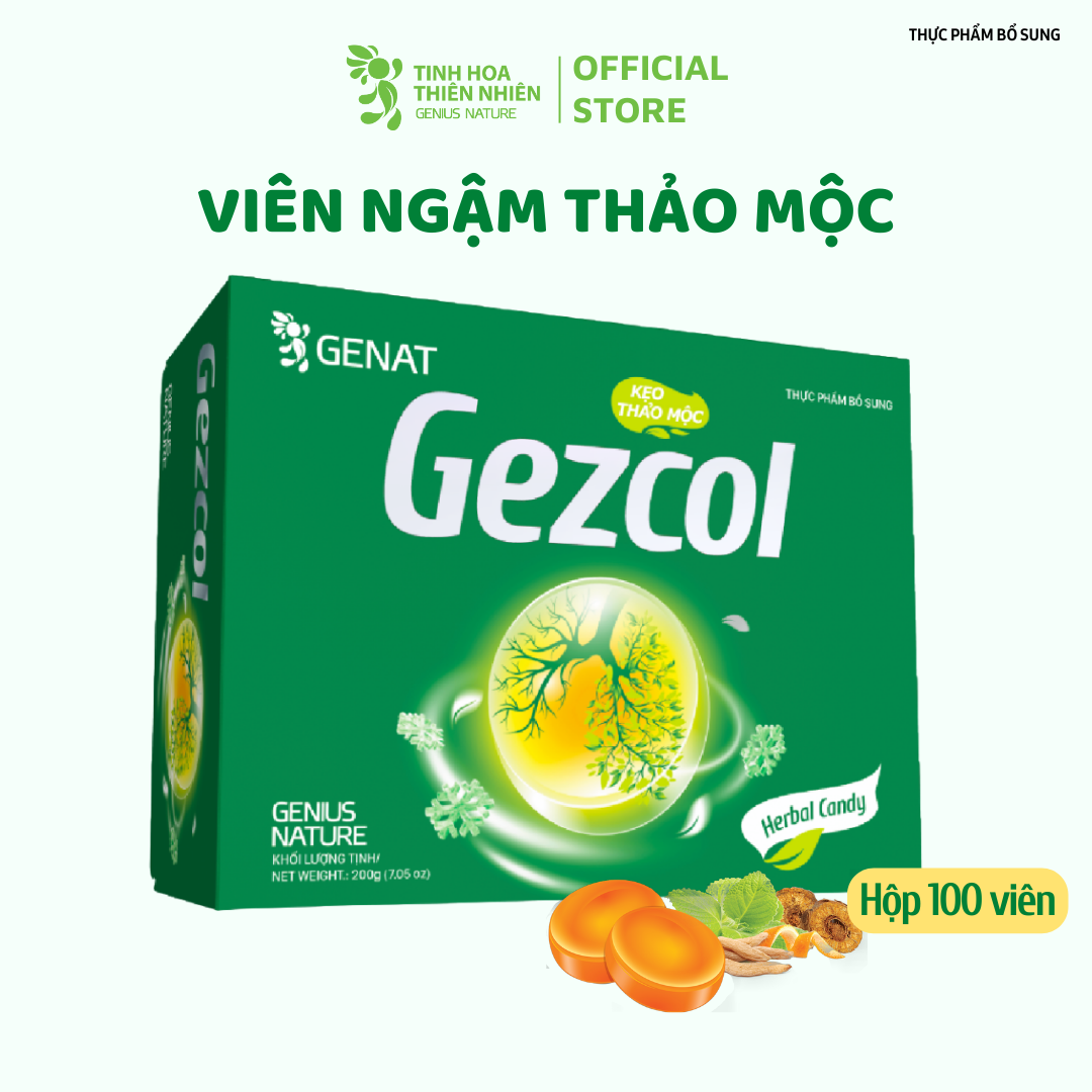 Kẹo thảo mộc Gezcol (Hộp 100 viên) - Genat - Giao 2H HCM