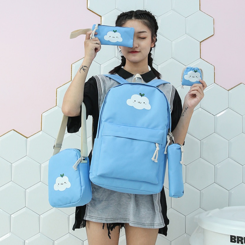 Bộ 5 Ba Lô Nữ Thời Trang balo laptop Smile Cloudy