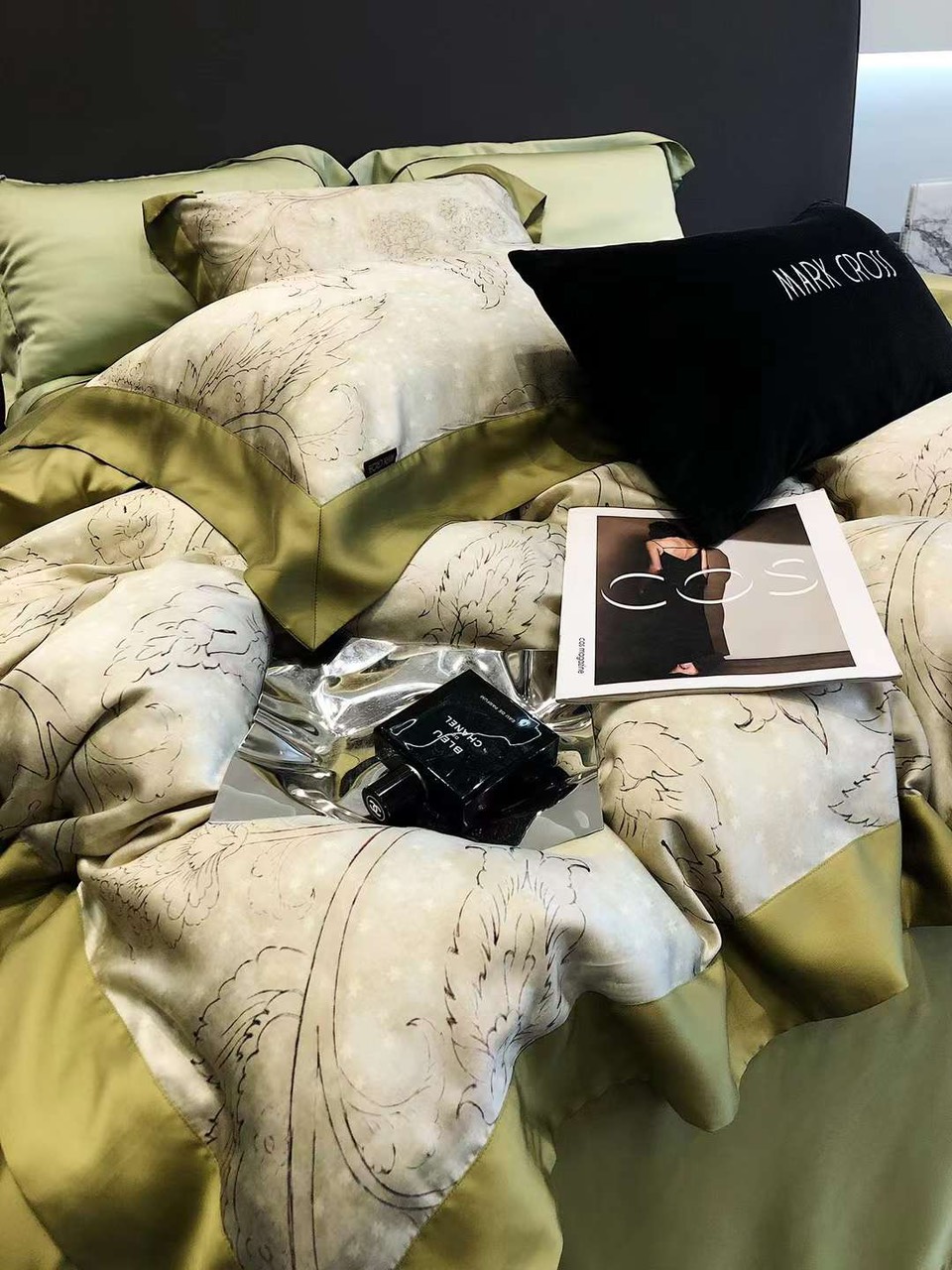 Drap Giường Tencel 100s Bộ Chăn Ga Gối Đệm 5 Món Chăn Chần Bông Lụa Nhà Hin Home Bedding