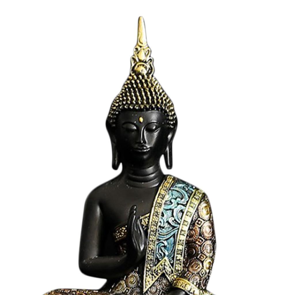 Thai Resin Buddha Meditating Statue Figurine Sculpture Ornaments  Office