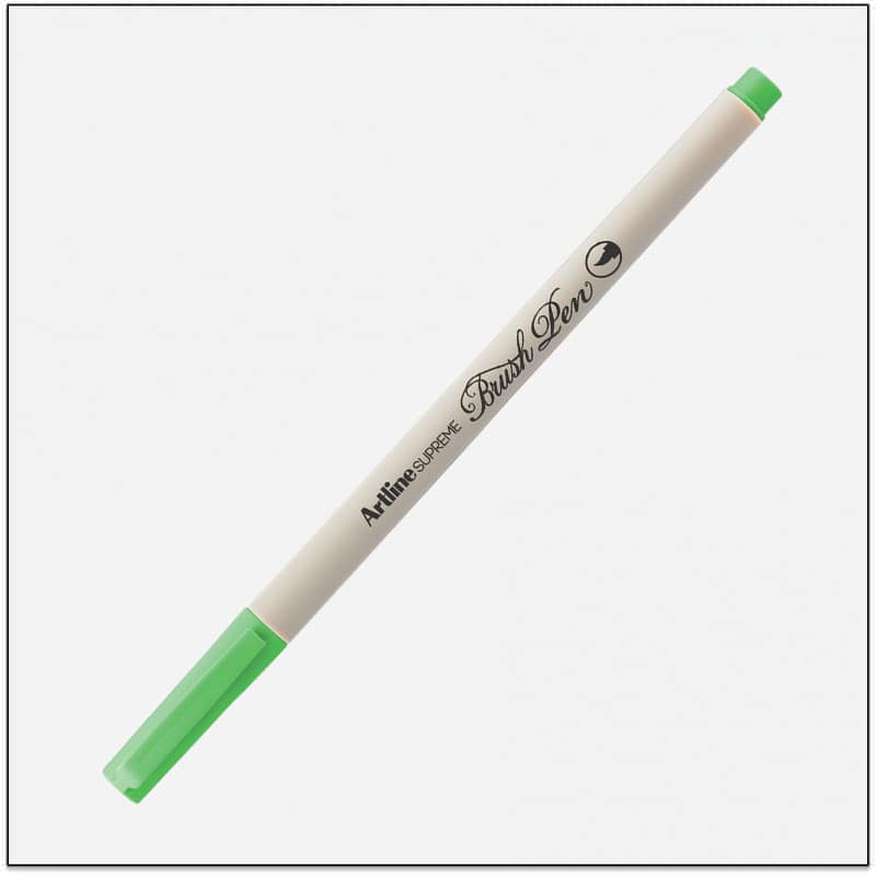 Bút lông đầu cọ viết calligraphy Artline Supreme Brush EPFS-F - Màu xanh lá dạ quang (Fluoro Green)