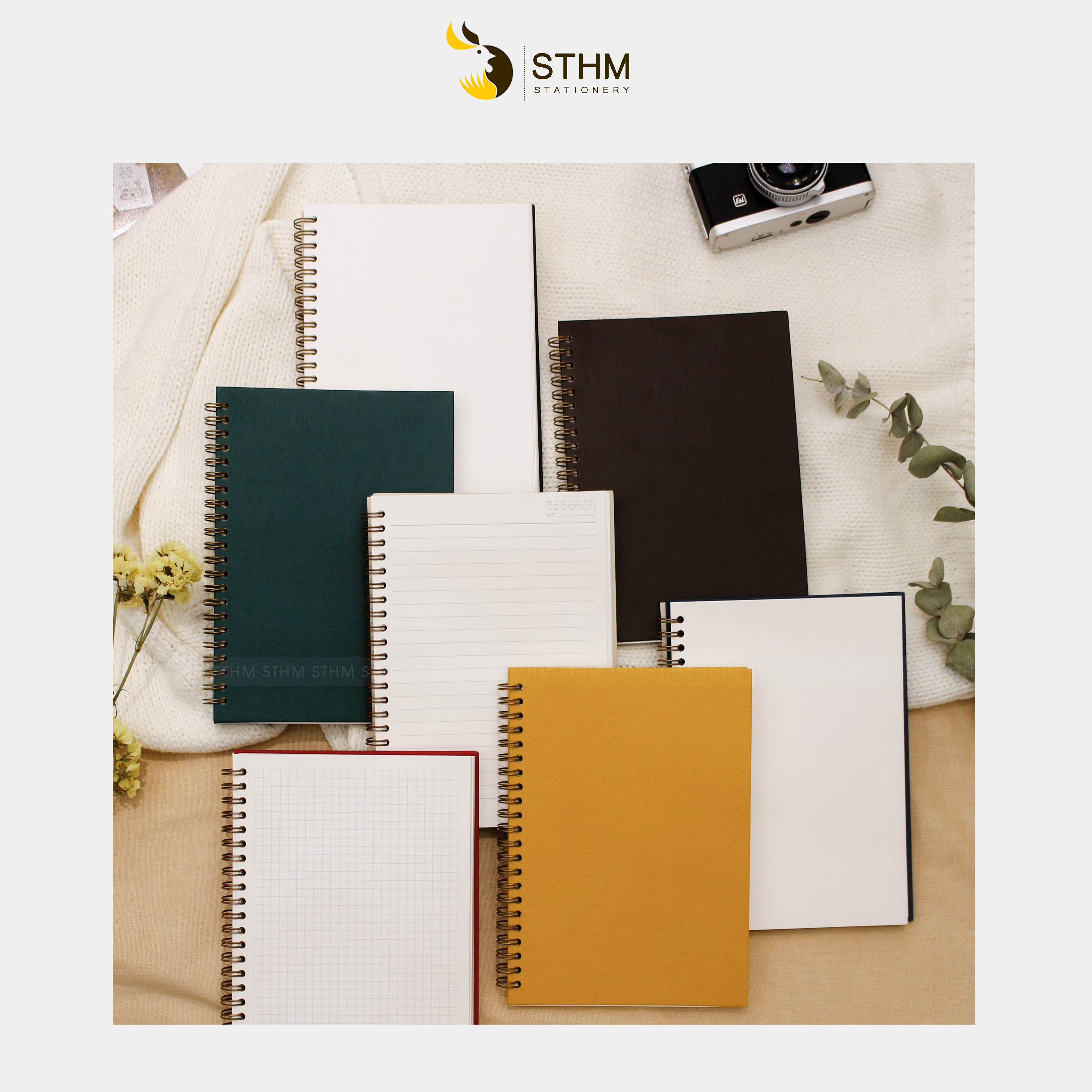 Sổ tay lò xo bìa trơn cao cấp - Khổ A5 - STHM stationery