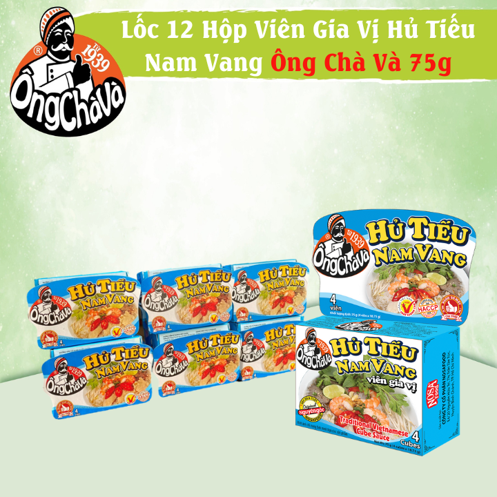 Lốc 12 Hộp Viên Gia Vị Hủ Tiếu Nam Vang Ông Chà Và 75g (Nam Vang Rice Noodle Broth Cubes)