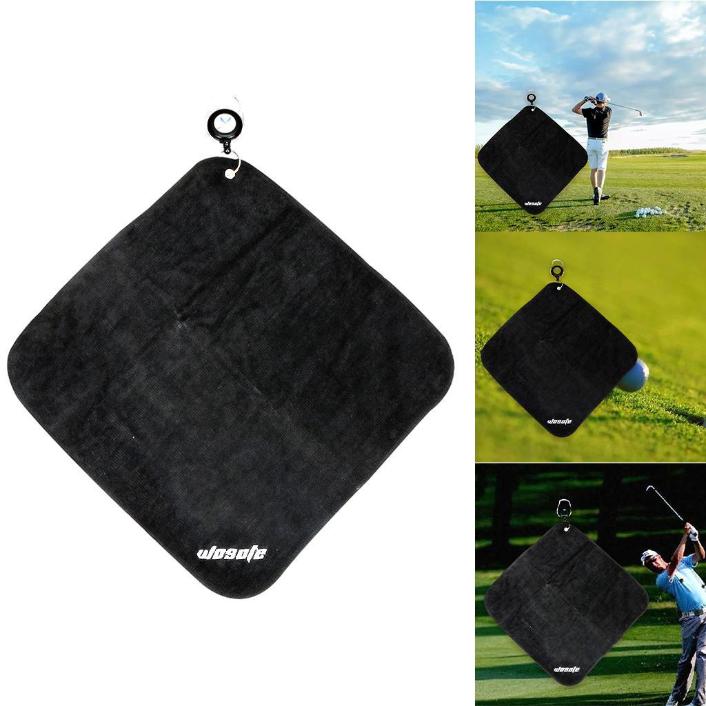 2x30x30cm Microfiber Golf Towel Sweat-absorbent Wiping Cloth Sports Black