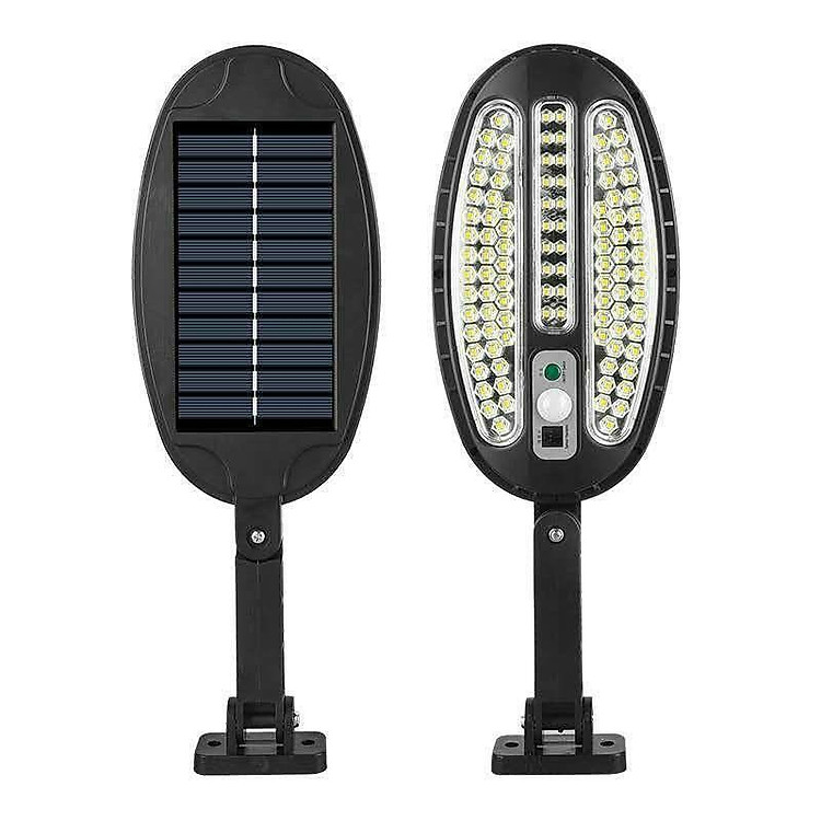 Đèn Năng Lượng Mặt Trời 66 LED SMD Hình Bầu Dục Kèm Remote Và Giá Đỡ