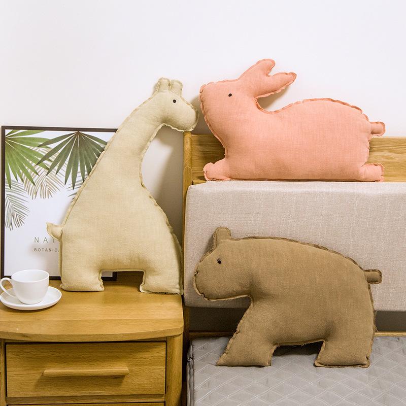 38Cm Tự Nhiên Gai Vải Hươu Cao Cổ Chim Cánh Cụt Giày Lười Con Cú Thỏ Tê Giác Gấu Dễ Thương Sang Trọng Kawaii Đồ Nhồi Gối Đồ Chơi Trẻ Em đồ Chơi