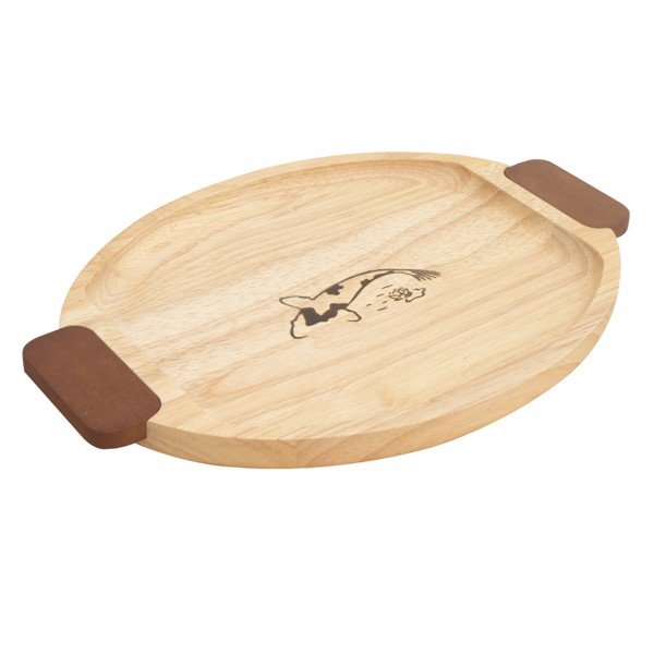 Khay Gỗ Hình Elip Cao Cấp Có Tay Cầm Đựng Đồ Ăn, Trang Trí Decore, Kích Thước 33 x 20 x 2 cm - Gỗ Cao Su Bền Đẹp Sang Trọng Cho Không Gian Bàn Ăn