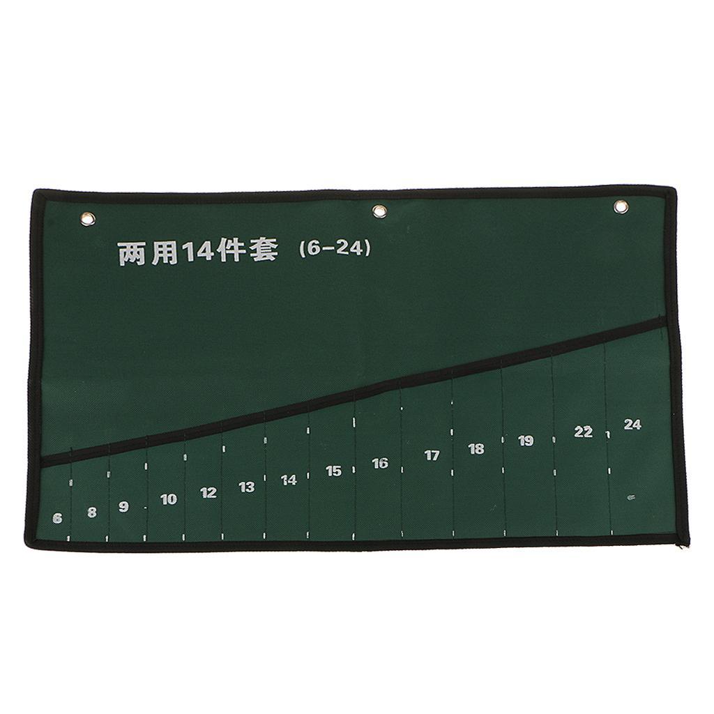 Wrap-Up 10&14 Pockets Tool Roll Canvas Spanner Wrench Tool Storage Bag Pouch