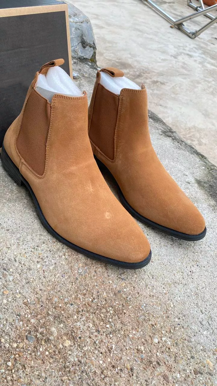 Giày Chelsea Boots Nam Da Lộn Mềm Mại Cao Cấp Màu Vàng Sang Trọng, Lịch Sự Phong Cách Trẻ Trung