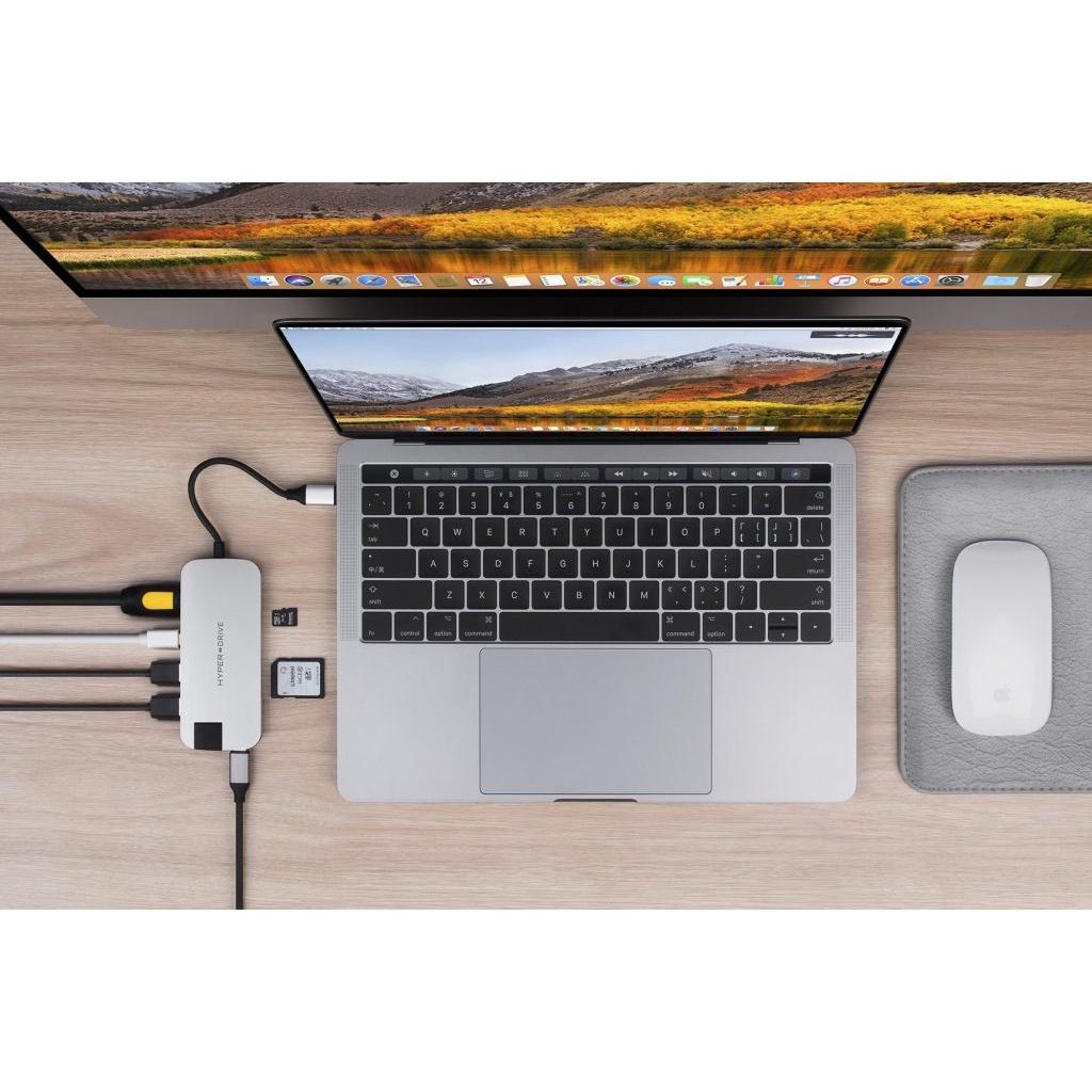 [HÀNG CHÍNH HÃNG] Cổng chuyển đổi dành cho MacBook, PC &amp; Devices Hyperdrive SLIM USB-C Multi xuất ra 8 cổng