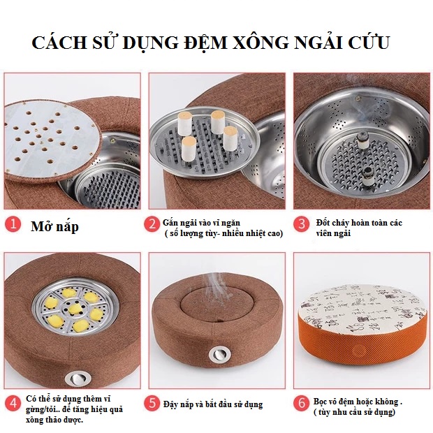 Đệm Xông Ngải Cứu Điều Chỉnh Nhiệt Độ, Ghế Xông Ngải Cứu Kèm Ngải đoạn 108 viên, Ga Bọc Vệ Sinh Sang Trọng
