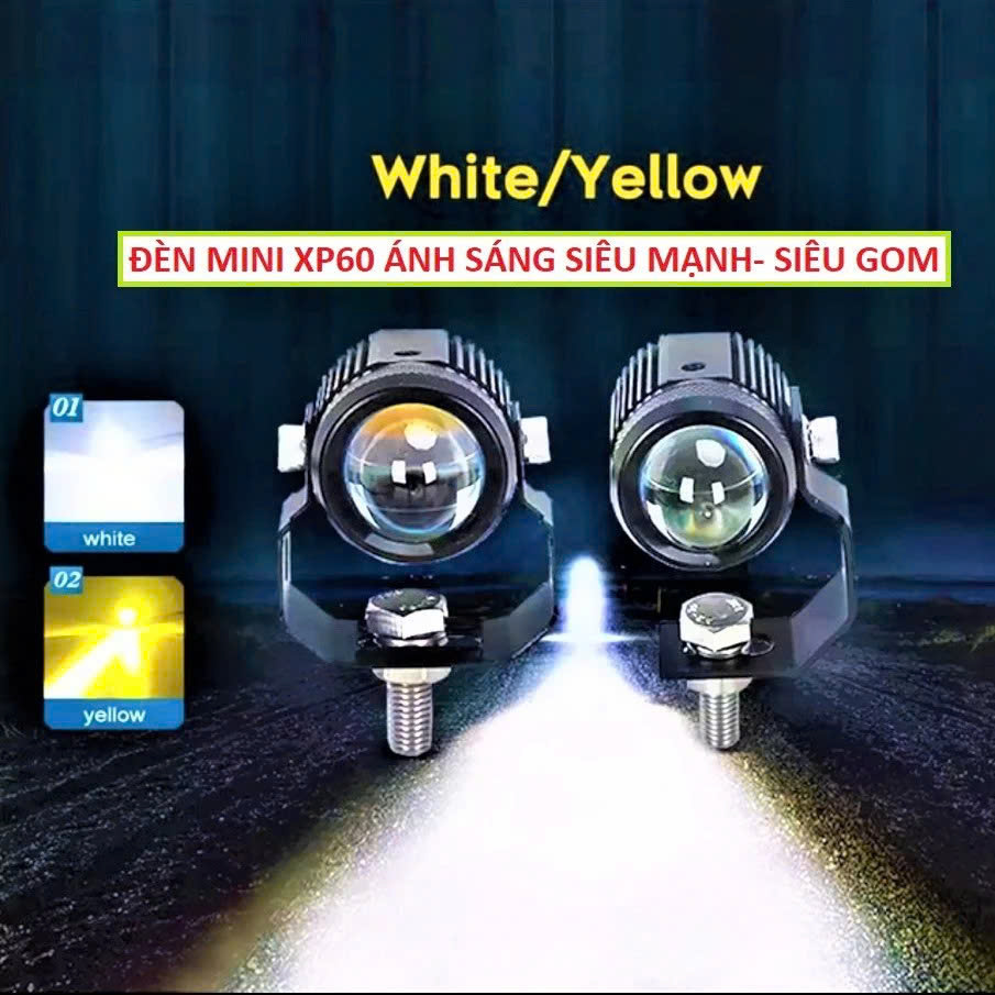 Đèn Trợ Sáng Mini Bi Cầu Mini XP60 Xe Máy - Vỏ Hợp Kim M3MINI, Chip LED Loại Tốt Hàng Cao cấp