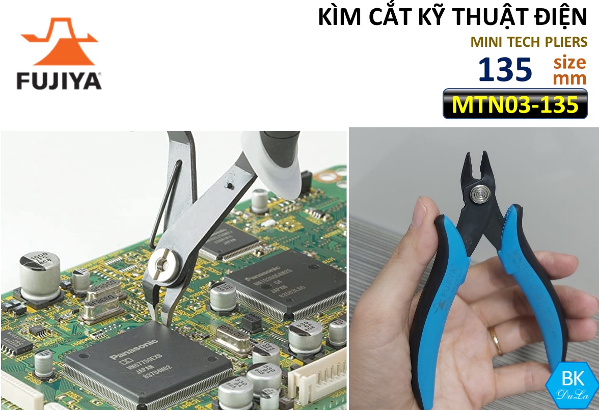 Kìm kỹ thuật cắt chân mạch điện tử  Fujiya MTN03-135 Nhật Bản-Kìm Cắt dây thép dây đồng