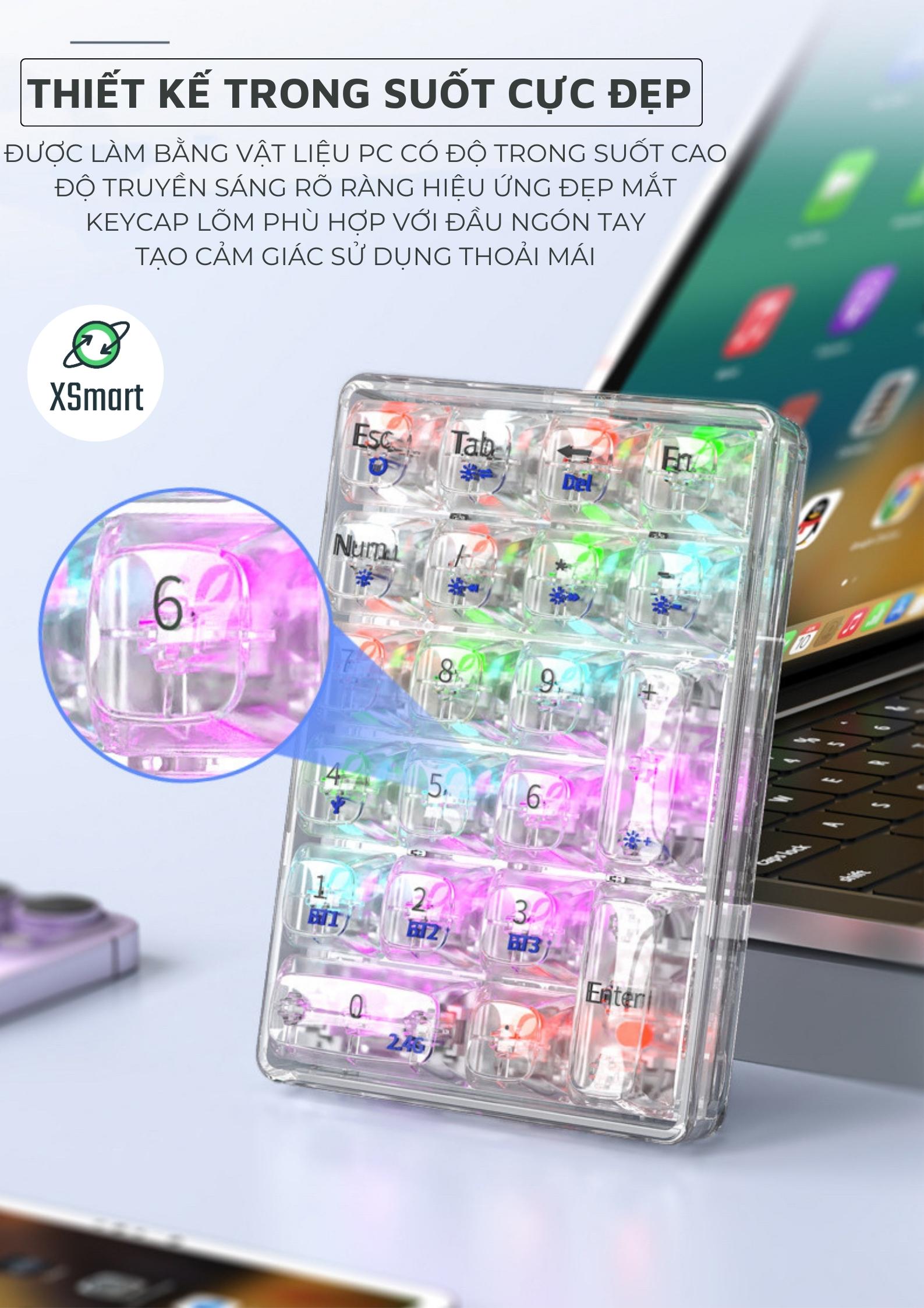 Bàn Phím Số Không Dây Bluetooth 5.0 Attack Shark K21 Phím Cơ LED RGB Hotswap 5 Pin Cho Kế Toán Game Thủ-Hàng Chính Hãng