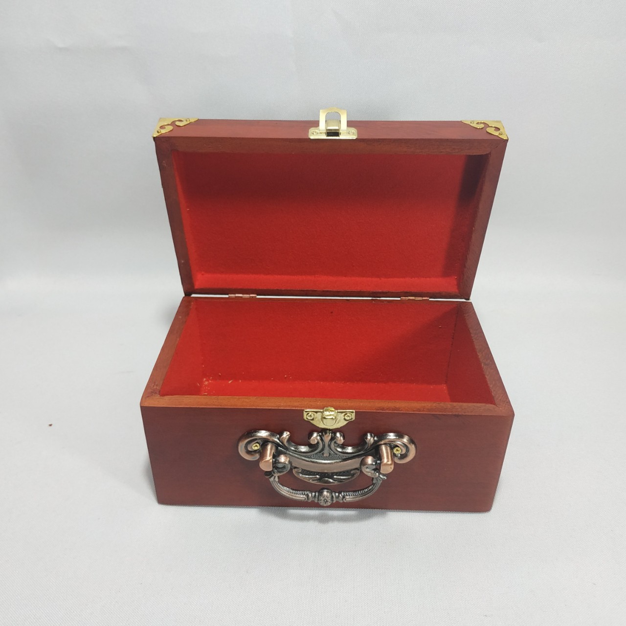 Hộp đựng con dấu - hộp đựng trang sức bằng gỗ hương mặt chữ thọ vàng size 19