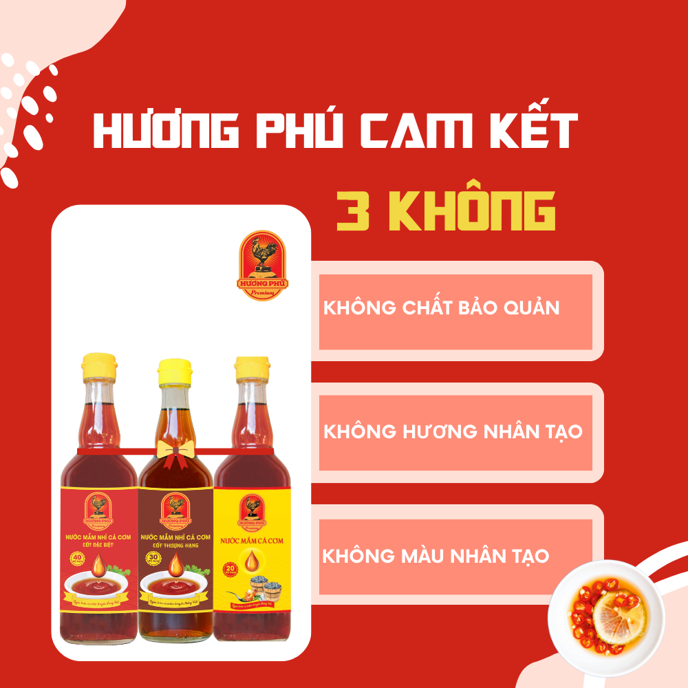 Combo 03 Nước mắm cá cơm Hương Phú 40N - 30N -20N độ đạm - Nhỉ truyền thống