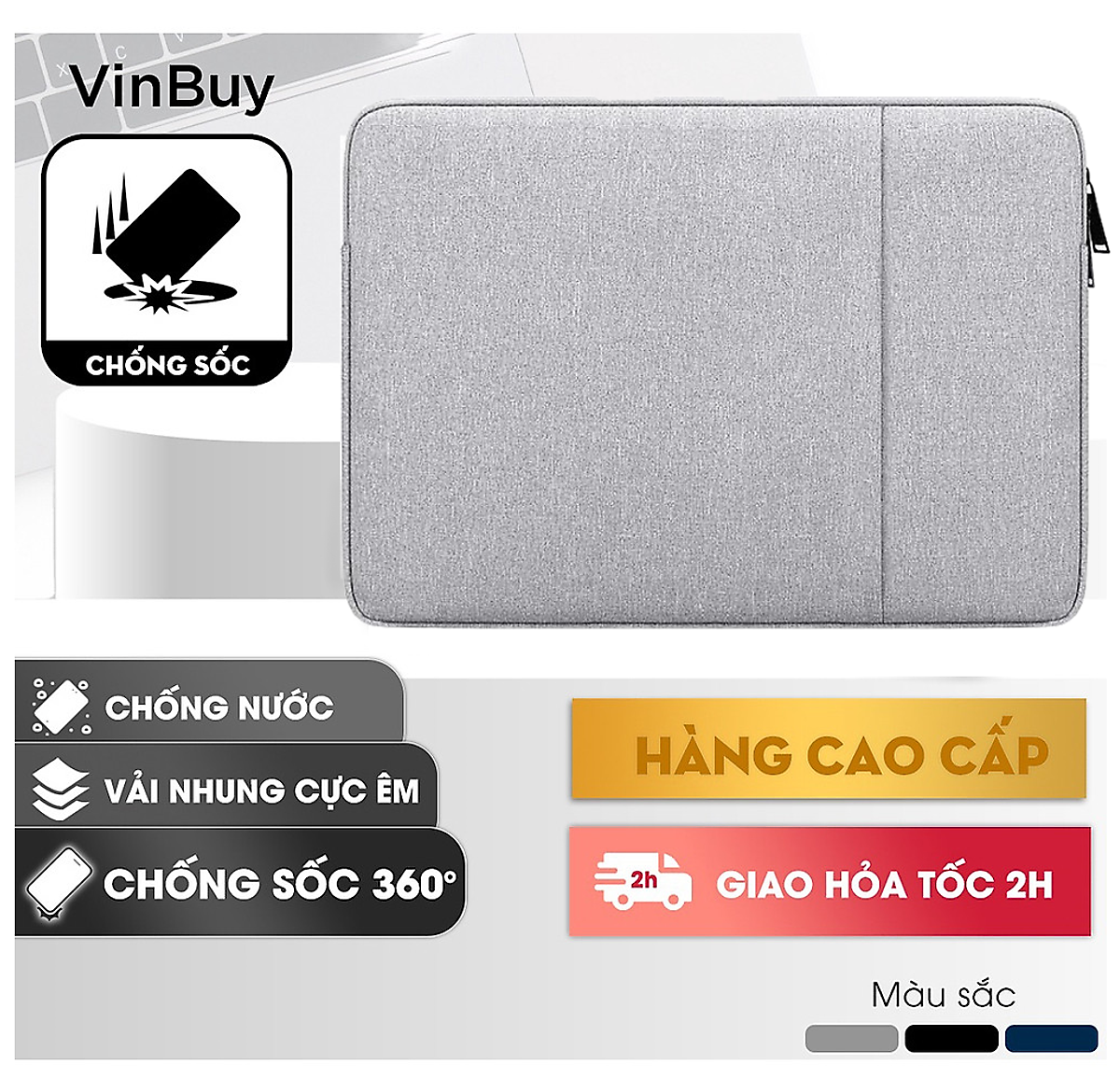 Túi Chống Sốc Cao Cấp Dành Cho MacBook &amp;amp; Laptop Cao Cấp 13inch - 15.6inch, Chất Liệu Mới Siêu Mỏng, Chống Thấm Nước &amp;amp;  Chống Va Đập – Hàng Chính Hãng VinBuy