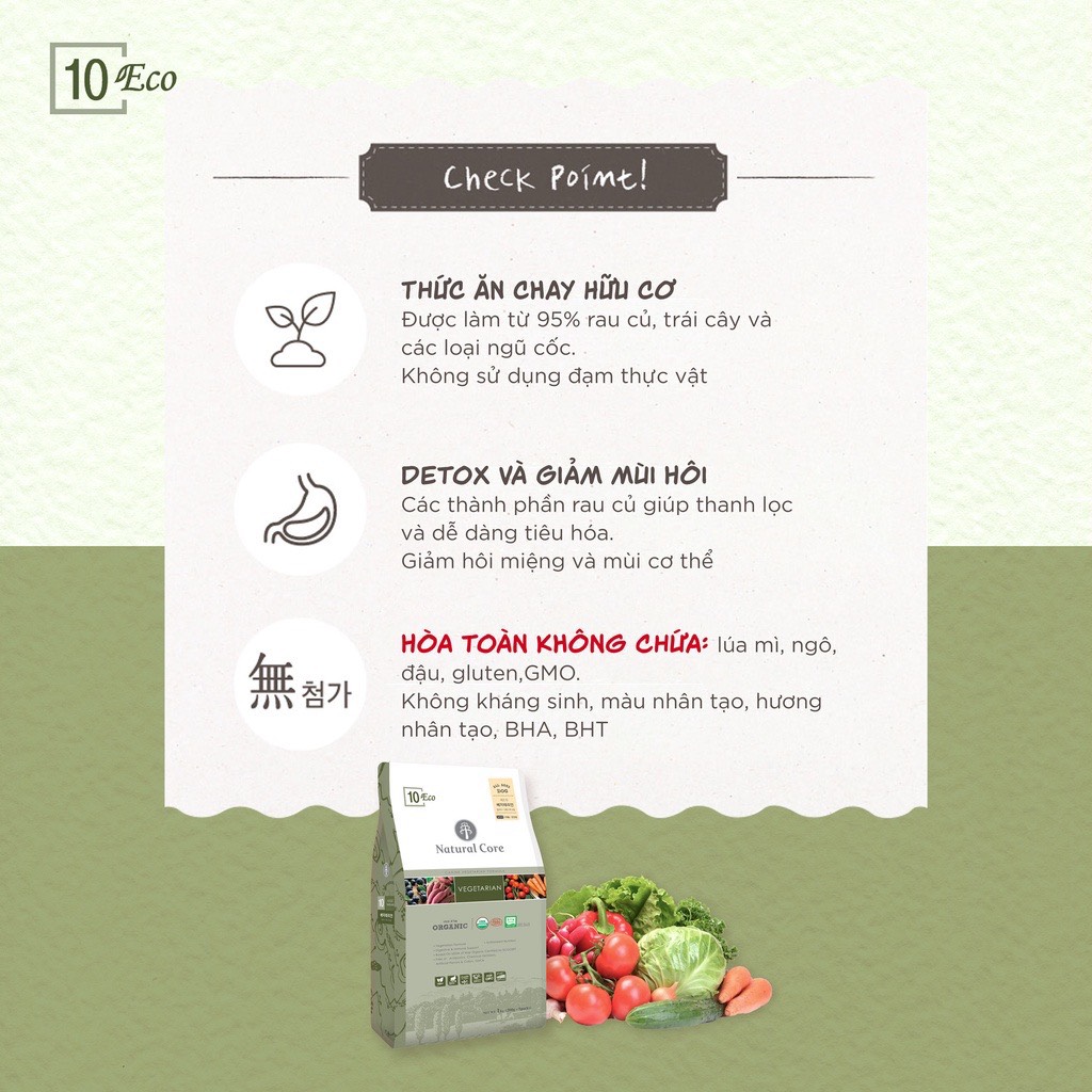 Hạt chay khô hữu cơ natural core cho chó