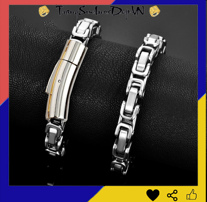 Lắc tay nam inox zizac 8mm khóa gài vip sáng đẹp, không đen, thể hiện đẳng cấp phái mạnh
