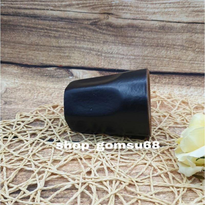 Cốc ly sứ dáng trụ cao 10cm dung tích 150ml chân cốc lục giác men 2 màu nâu đen.