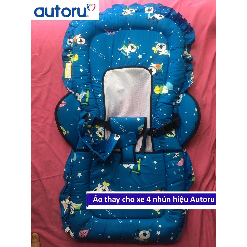 Áo vải thay xe nhún ăn bột cho bé xe 4 nhún hiệu Autoru Size áo 82*45 cm