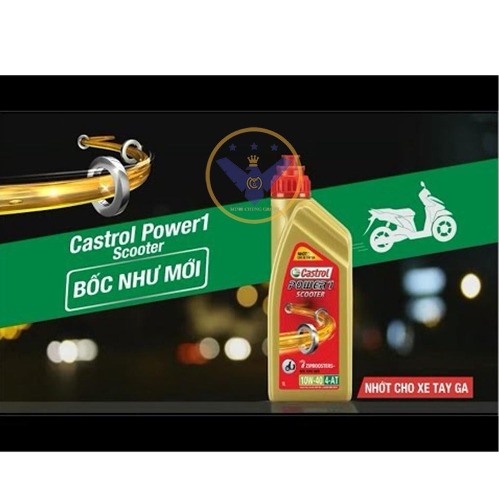 Dầu nhớt xe tay ga cao cấp tổng hợp Castrol Power 1 Scooter 10W40 lon 800ml