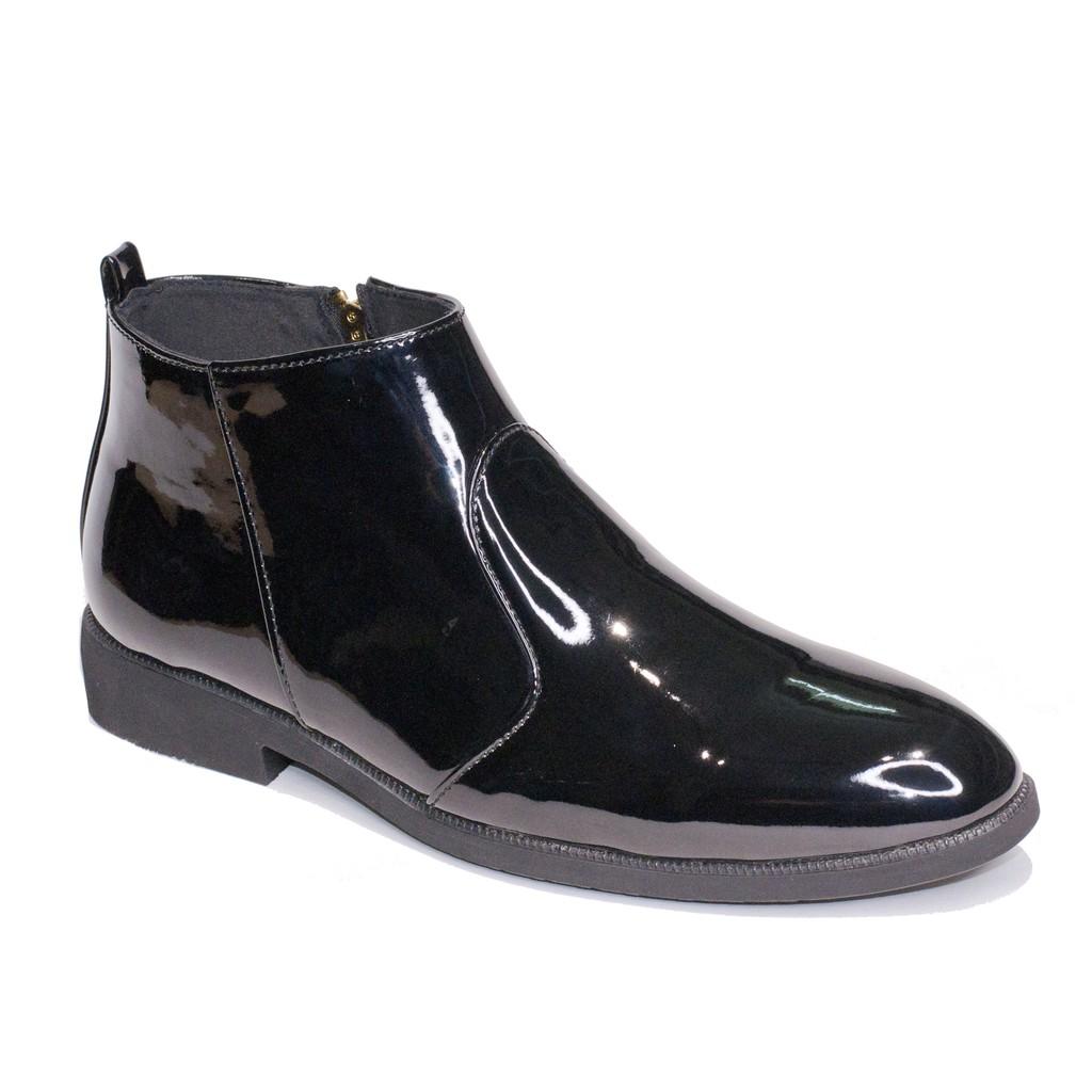 Giày Chelsea Boot Nam Cổ Khóa Da Bóng Màu Đen Đế Có Khâu Chắc Chắn - CB521-bongkhoa-Kèm Vòng Tay Phong Thủy