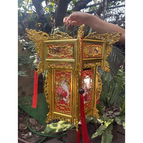 Đèn lồng vàng nhựa 2 tầng size 45cm