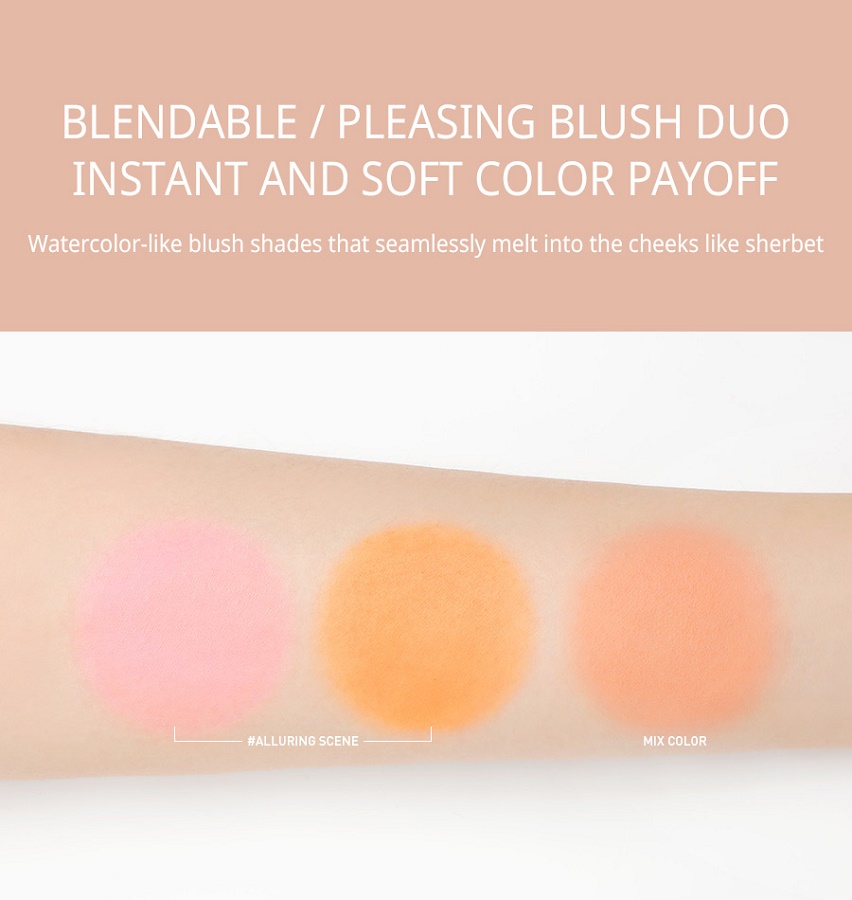 Phấn má 3CE Dual blend blusher - ALLURING SCENE + Tặng 1 mặt nạ sủi bọt Su:m 37 Đen