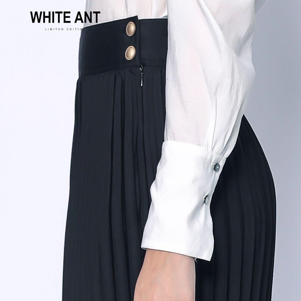 Áo Sơ Mi Nữ Công Sở Dài Tay WHITE ANT Thiết Kế Cổ Sen Bản Lớn Đính Hoa, Chất Vải Modal Mềm Nhẹ 170300028.493