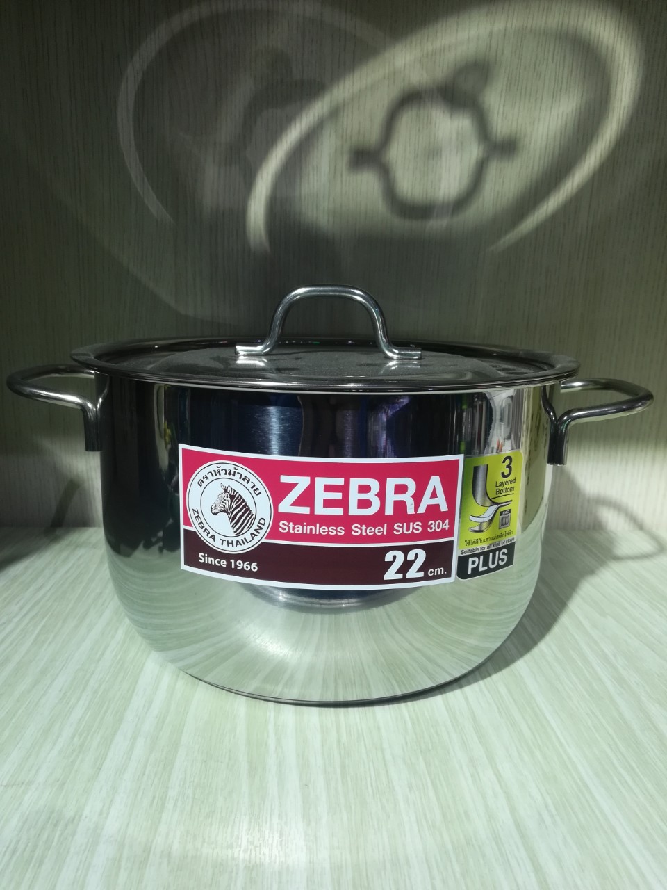 Bộ Nồi 3 Đáy Bếp Từ Inox SUS 304 Zebra Thái Lan Nắp Phẳng 18cm 20cm 22cm-180827