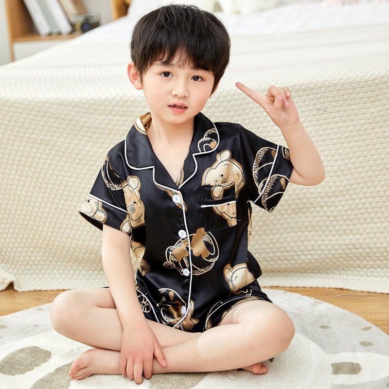 Đồ Ngủ Pijama Cho Bé Cộc Tay In Hình Gu Xì Cực Cute, Bộ Pyjama Cộc Tay Cho Bé Từ 6-27kg