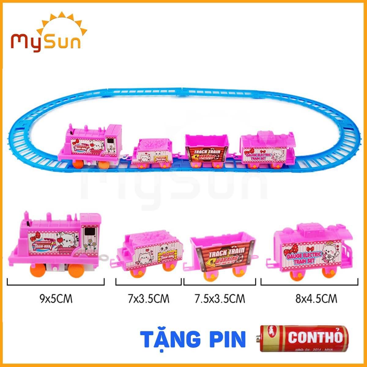 Xe lửa đồ chơi có đường ray chạy bằng pin cho bé MySun