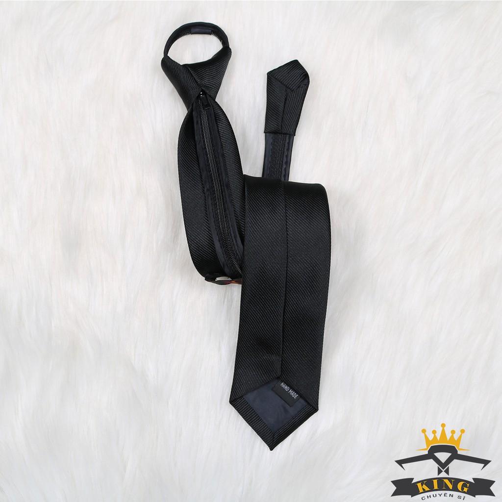Cà vạt đen nam KING thắt sẵn, caravat công sở và học sinh bản nhỏ 5cm C07