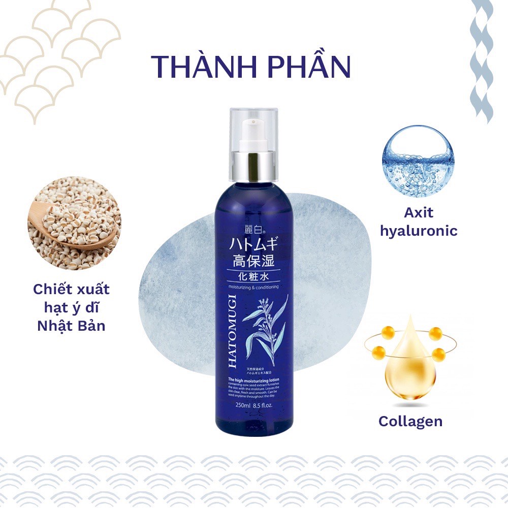 [REIHAKU HATOMUGI] Nước Hoa Hồng Ý Dĩ Dưỡng Ẩm Chuyên Sâu, Làm Trắng Và Săn Chắc Làn Da High Moisturizing Lotion (250ml)