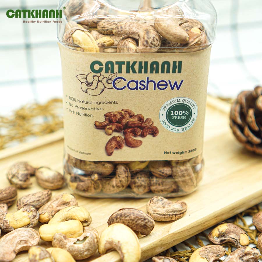 Hạt điều rang muối vỏ lụa Cát Khánh hủ 180gr