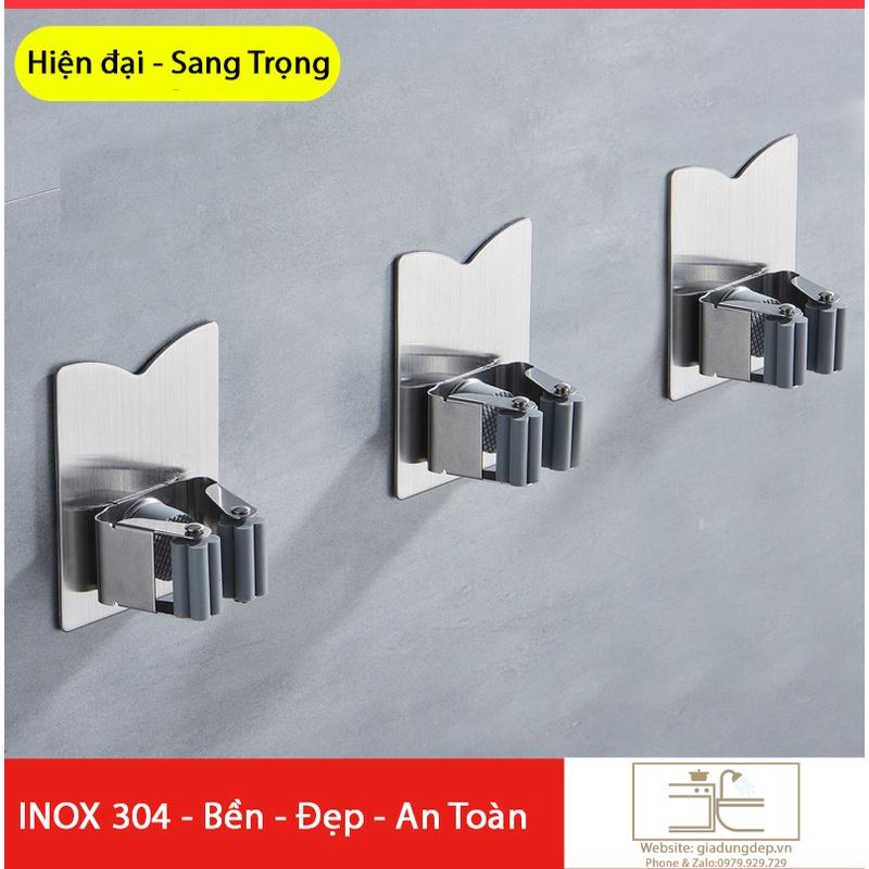 Kẹp giữ cây lau nhà, móc treo chổi, keo dán tiện lợi, ko phải khoan đục, chịu lực 6kg