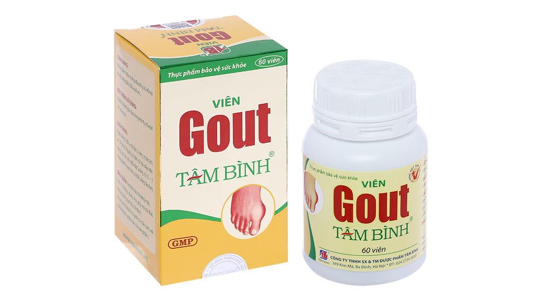 Viên Gout Tâm Bình hỗ trợ giảm triệu chứng đau do gout Chai 60 viên - Nhà thuốc tây Dr Tâm