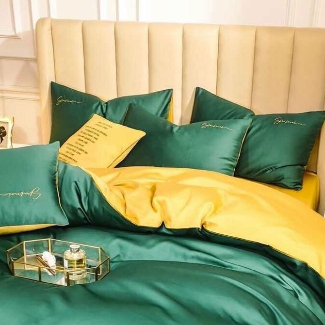 Set 5 Món Chăn Trần Bông Ga Gối Tencel 40s SUMOI - Xanh Lá Cây