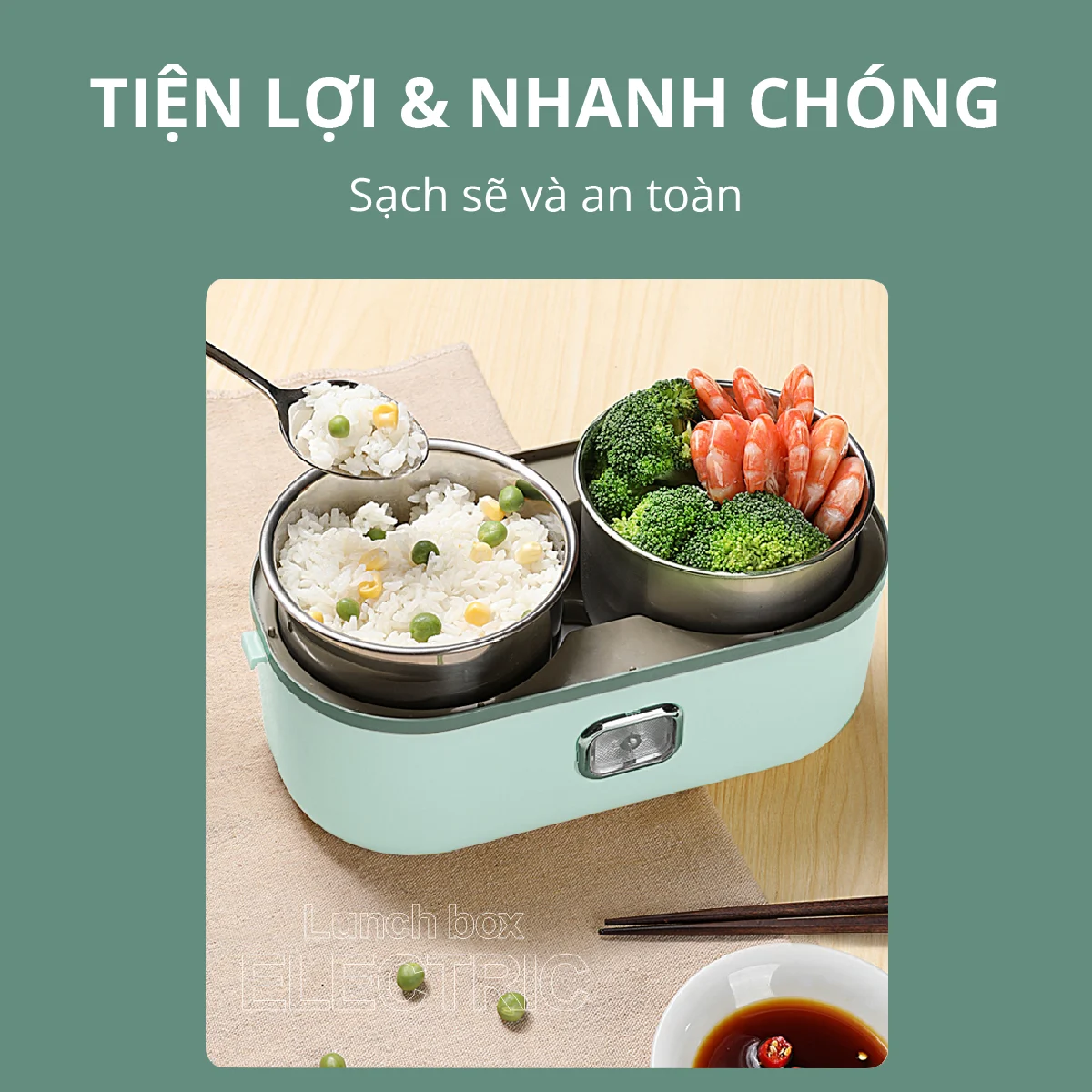 Hộp Hâm Cơm, Thức Ăn 2 tầng Mishio MK317 inox 304 - Hàng chính hãng