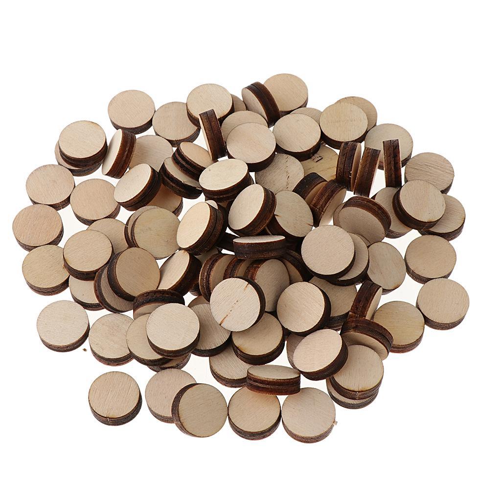 100 Pieces Mini Round Unfinished Wood Embellishments For Art DIY Crafts 16mm