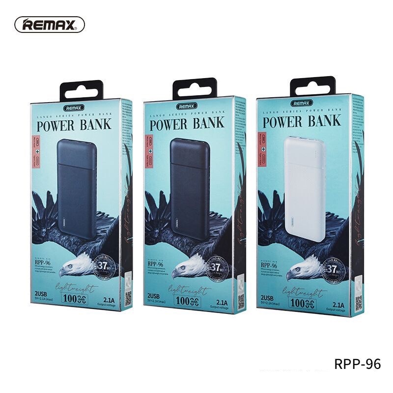 Pin sạc dự phòng Remax RPP-96 10000mAh lõi Li-Polymer 2 cổng sạc Input/Output (Hàng chính hãng)