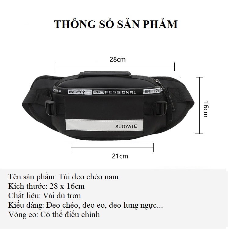 Túi Đeo Chéo Nam Khóa Phản Quang Phong Cách Cá Tính Kháng Nước