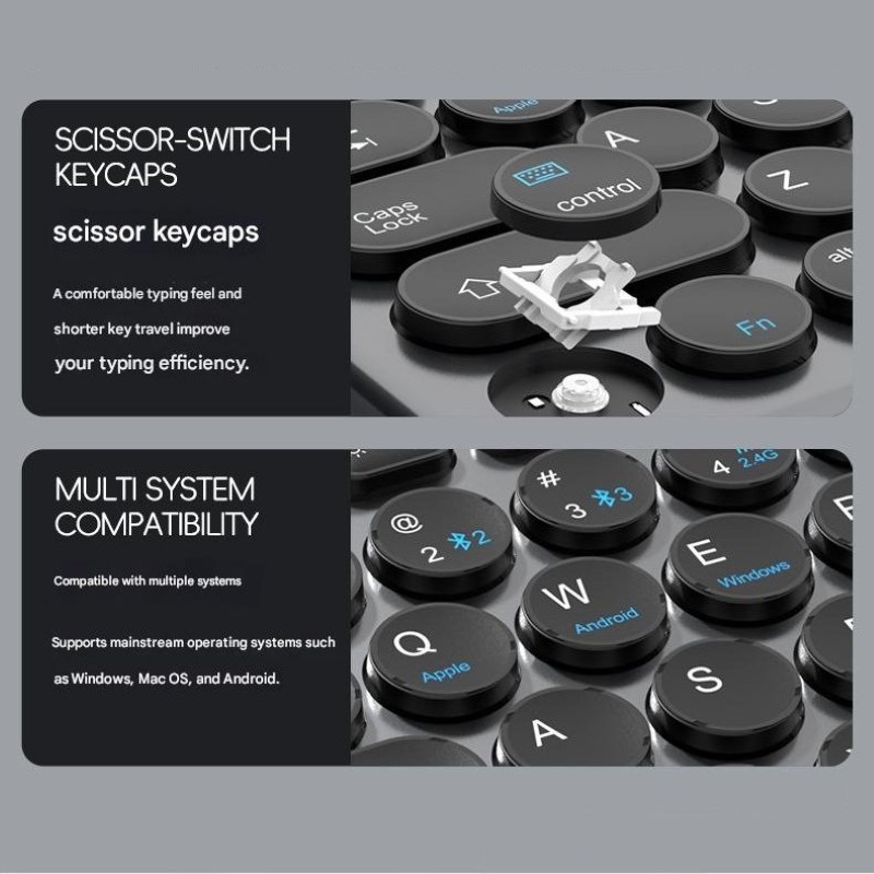 Bàn phím chuột không dây mini W909 - pin sạc - Bluetooth 5.0 + Usb2.4G cho PC Laptop Srmartphone hàng nhập khẩu